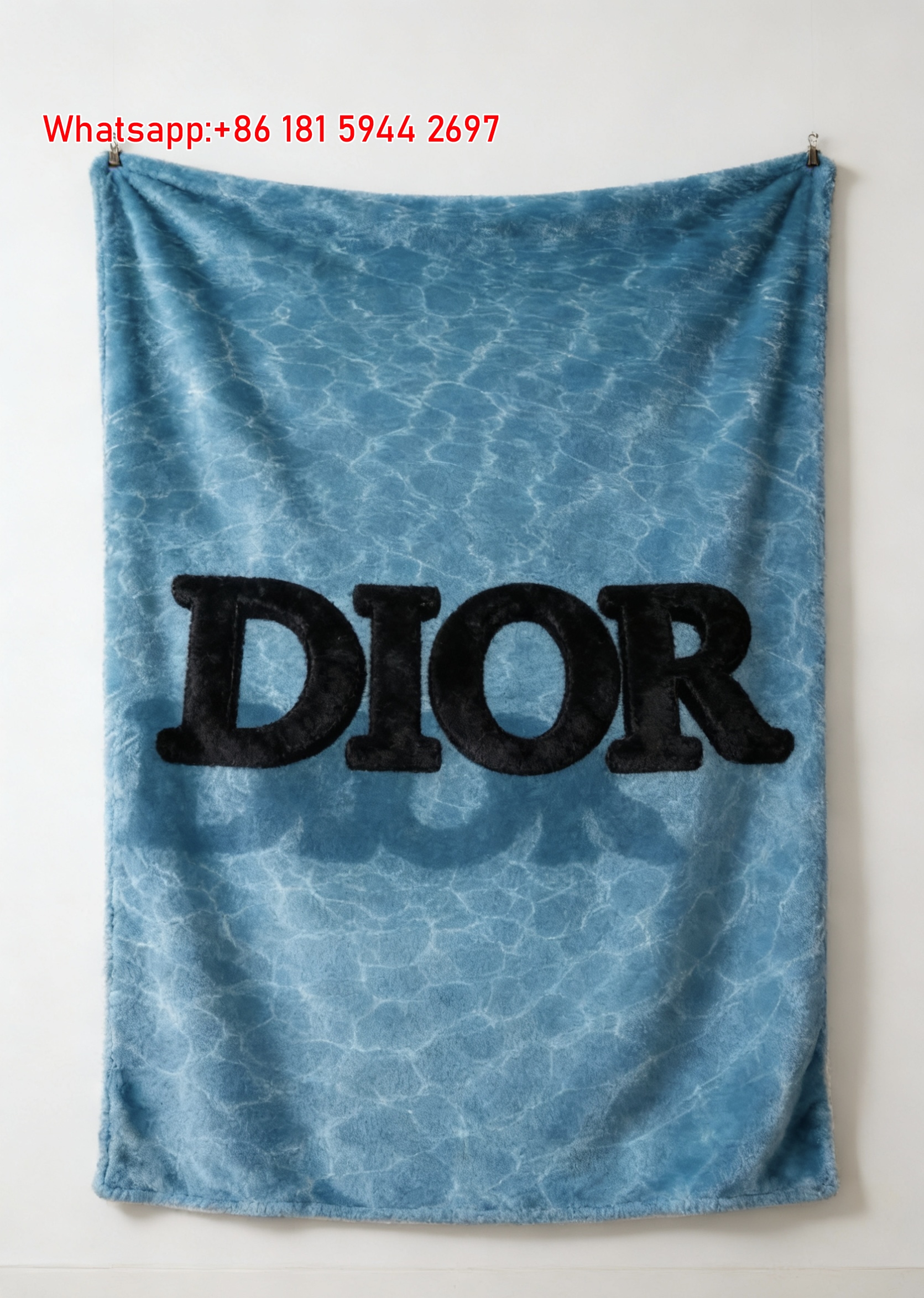 Dior 3D Water Text Flannel Throw Blanket Sofa Cover Blanket D391